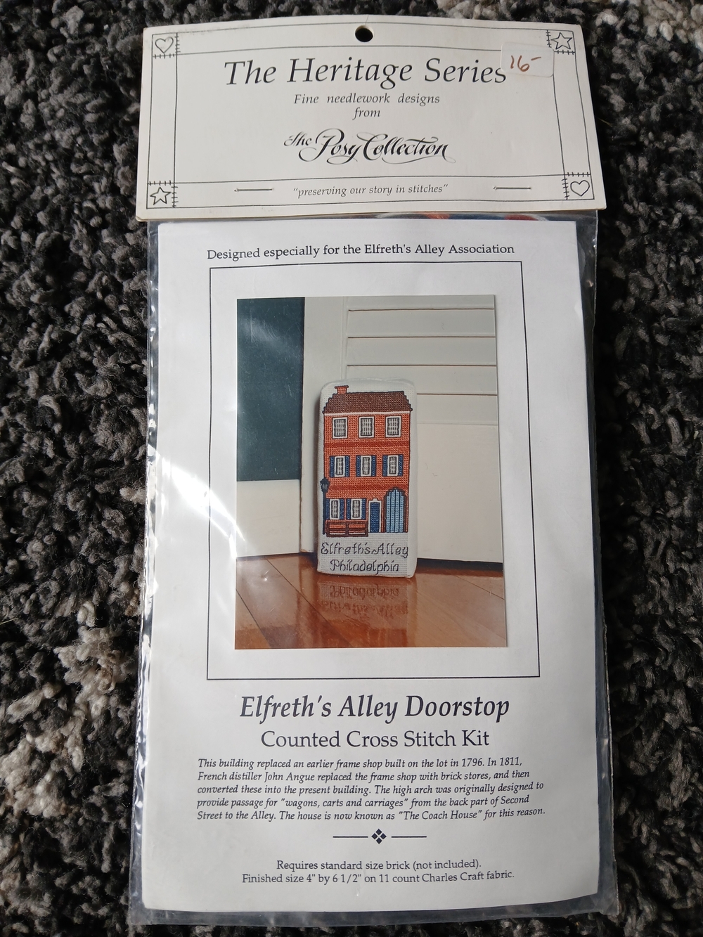 The Poppy Collection Elfreth's Alley Doorstop Cross Stitch Kit - Blue & Red